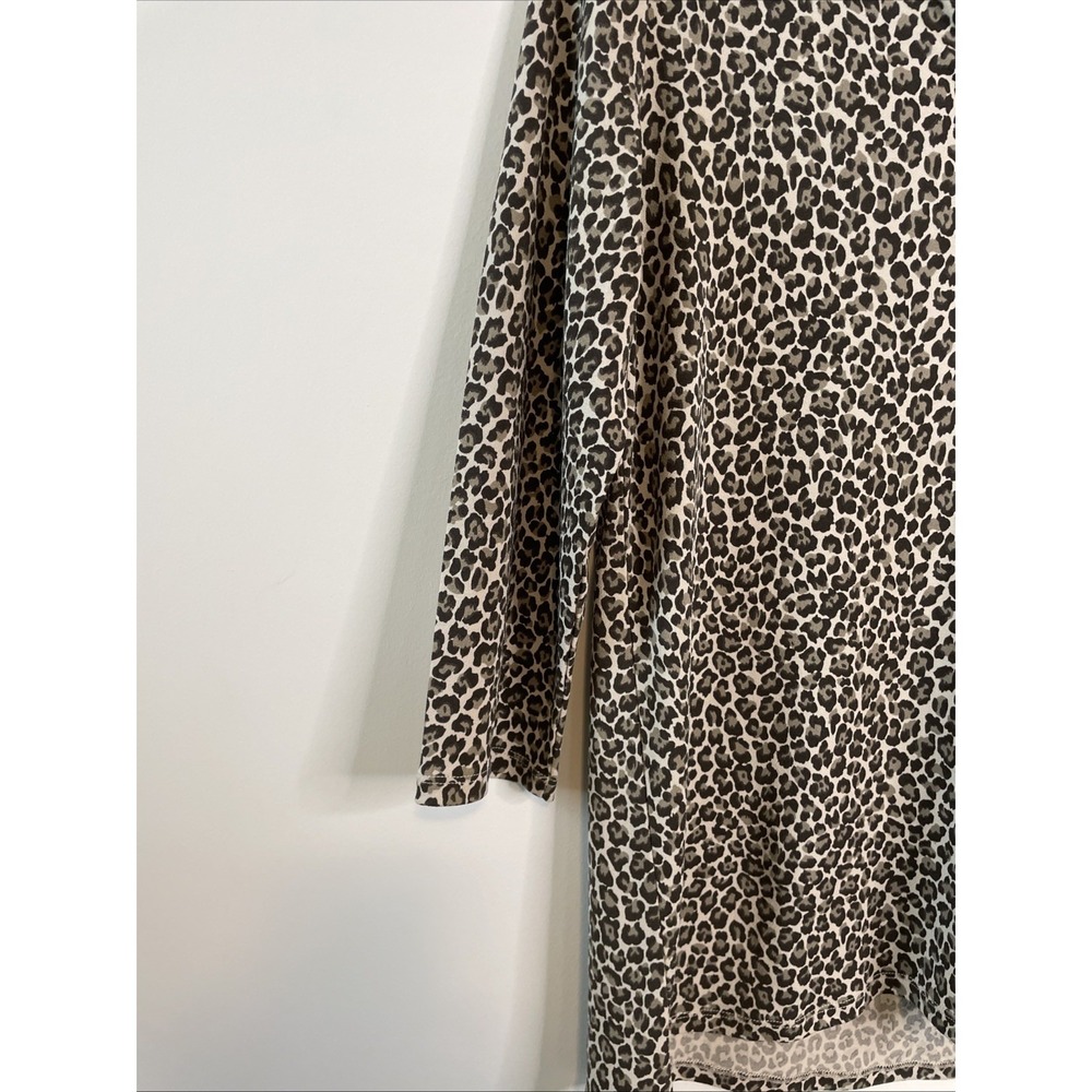Jasmine & Juliana M Leopard Print Tunic Top Tan Black Stretch Boho Blouse - Picture 3 of 11